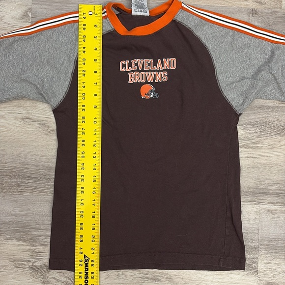 NFL Brown & Orange Cleveland Browns Logo Short Sleeve Tee Boy's Size M 10/12 - Picture 11 of 14